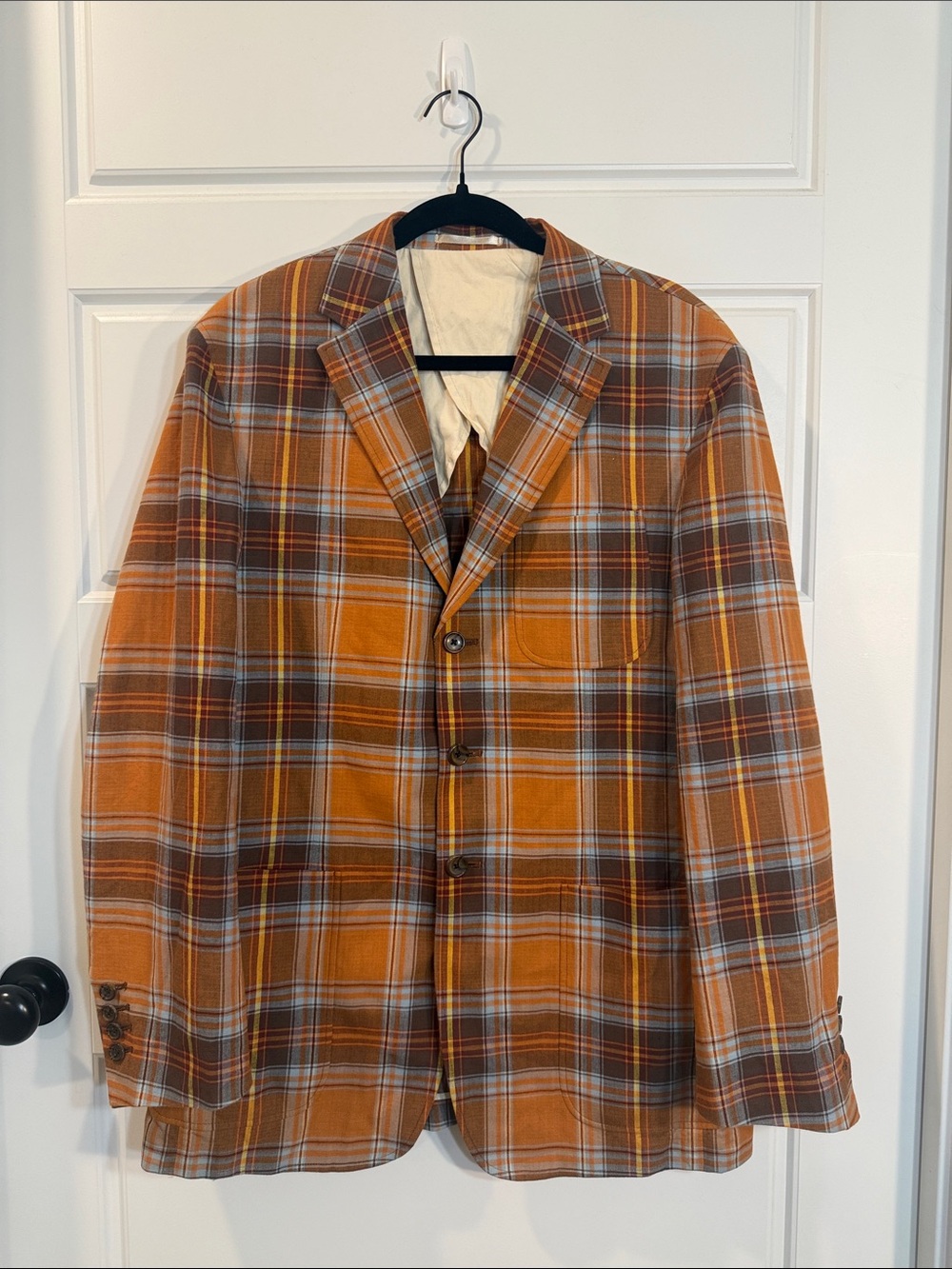 Vintage Crittenden Cottons Ivy League Plaid Blazer Jacket Size Large